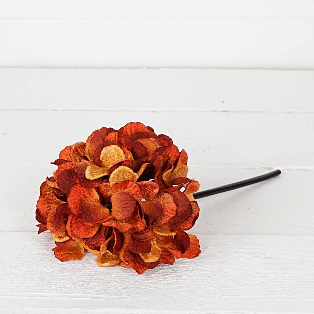 32006 - 11inLx5inD Hydrangea Head - ORANGE - HER Home Design Boutique